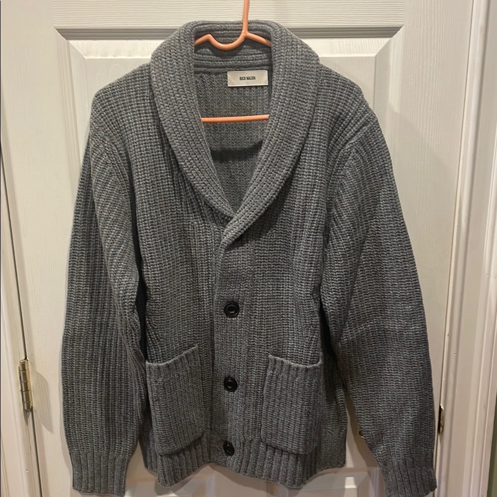 Men's Gray Shawl Collar Sweater by Silver Jeans
